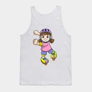 Girl as Skater with Skates & Helmet Tank Top